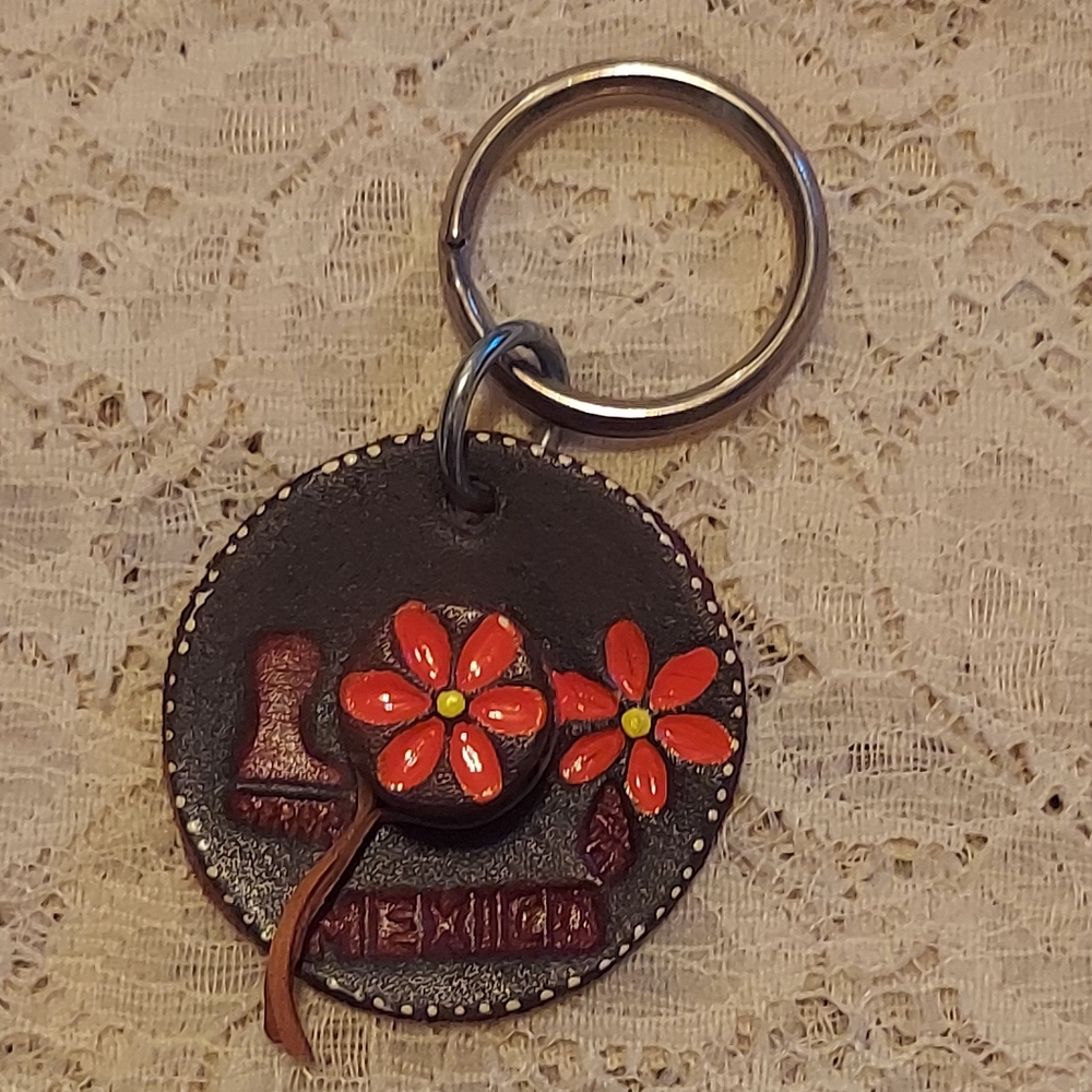 Cute Mexico Souvenir Keychain Leather Sombrero Hat